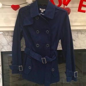 Navy Joan Rivers Trench Jacket! Sz. XS